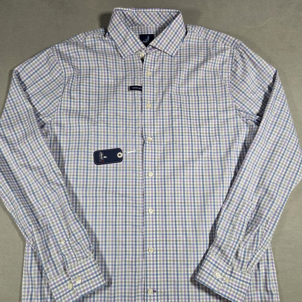 johnnie-O Blue and Purple Plaid Performance Shirt Size Medium NWT